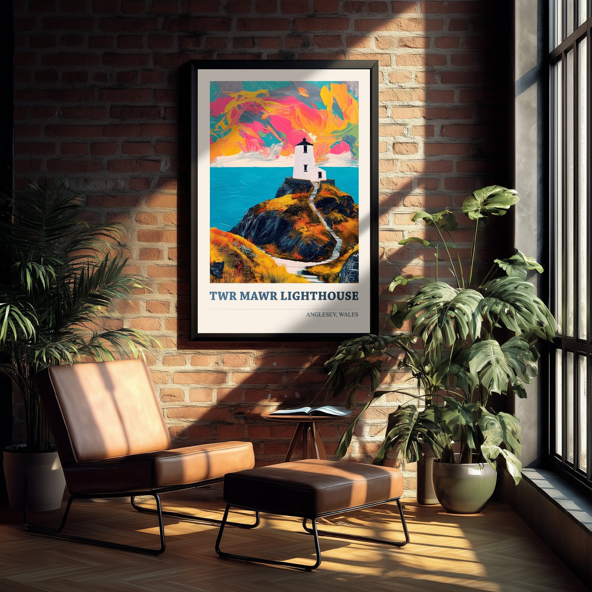 Twr Mawr Lighthouse Travel Poster - Anglesey Wales Art Print - Vibrant Llanddwyn Island Illustration 1/3