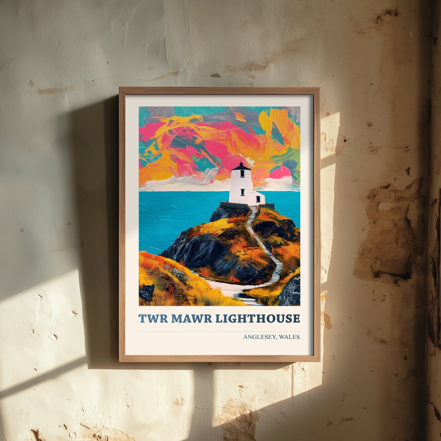 Twr Mawr Lighthouse Travel Poster - Anglesey Wales Art Print - Vibrant Llanddwyn Island Illustration 1/3