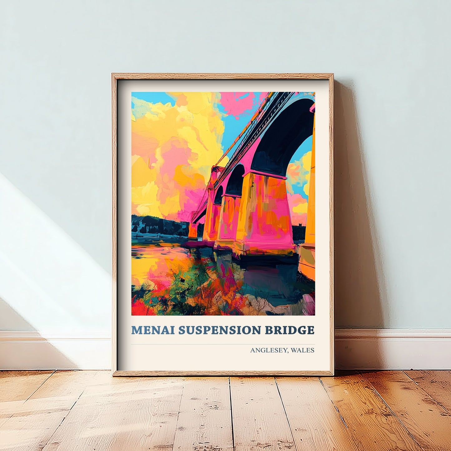 Menai Suspension Bridge Travel Poster - Anglesey Wales Art Print - Vibrant Welsh Landmark Illustration 2/3