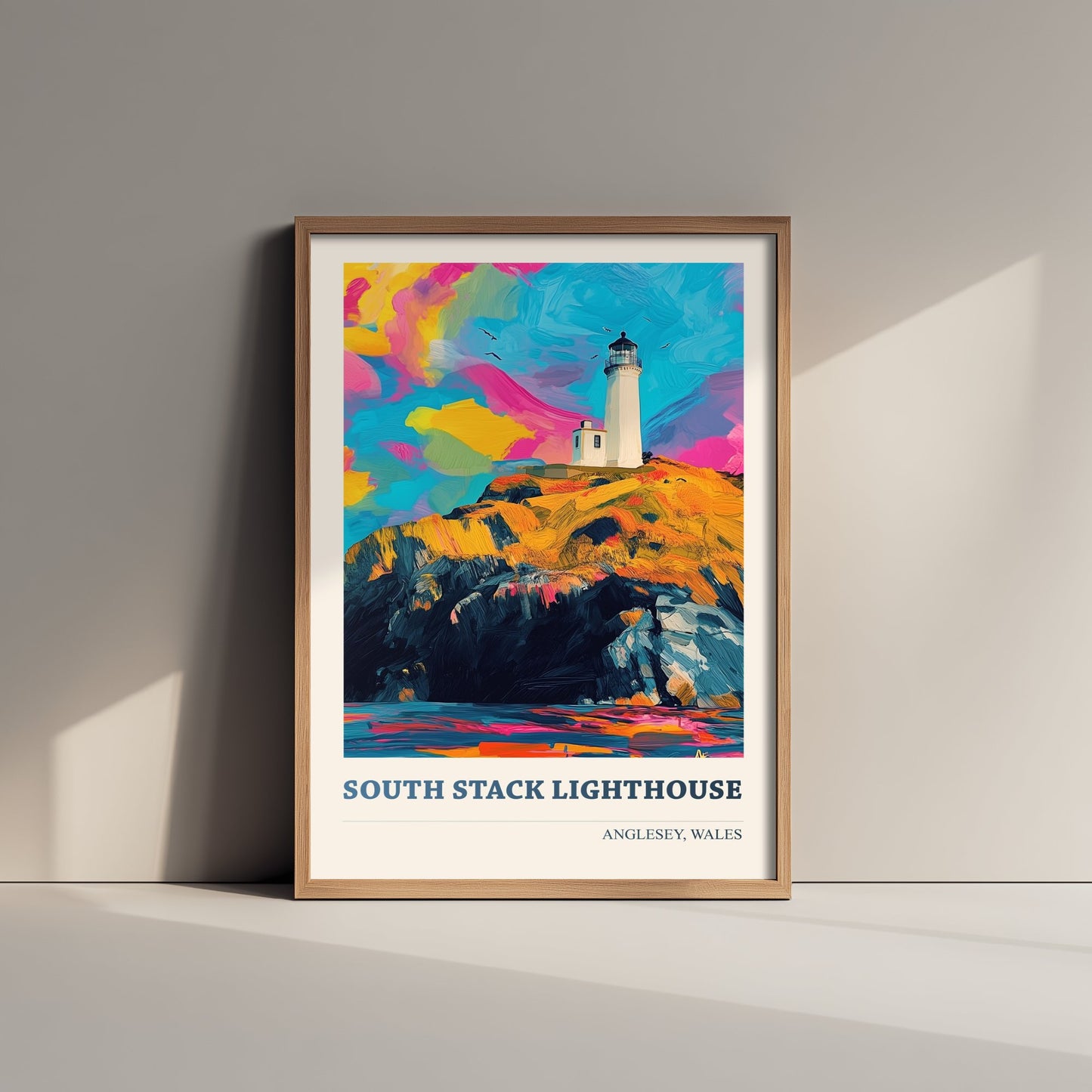 South Stack Lighthouse Travel Poster - Anglesey Wales Art Print - Vibrant Sea Cliffs Illustration 3/3