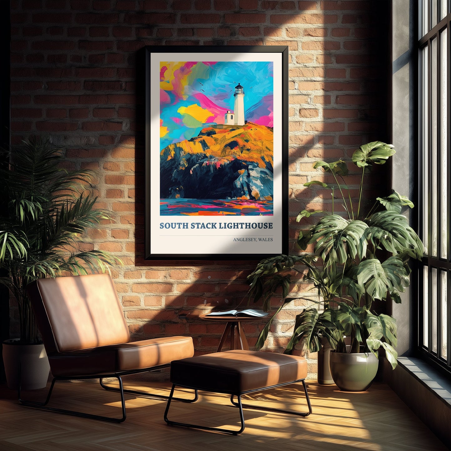 South Stack Lighthouse Travel Poster - Anglesey Wales Art Print - Vibrant Sea Cliffs Illustration 3/3