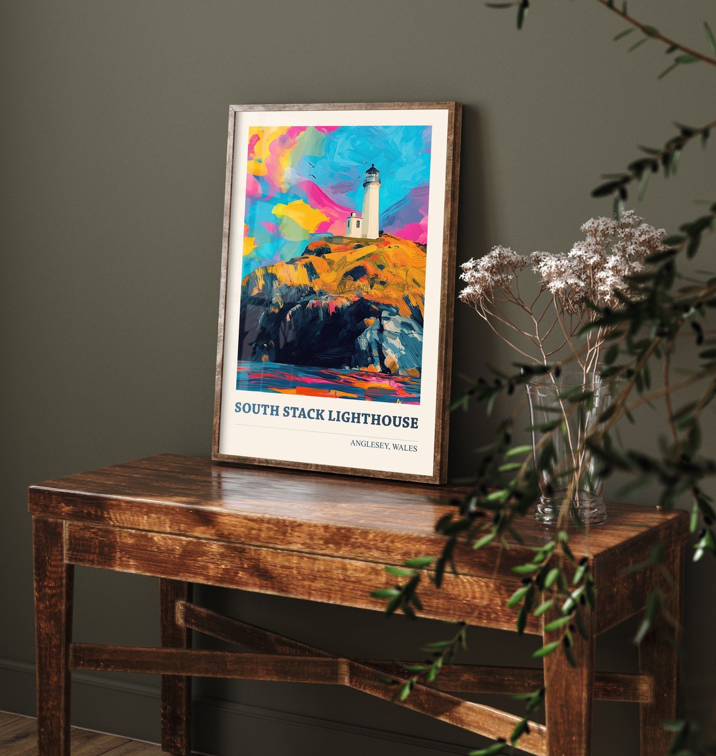 South Stack Lighthouse Travel Poster - Anglesey Wales Art Print - Vibrant Sea Cliffs Illustration 3/3