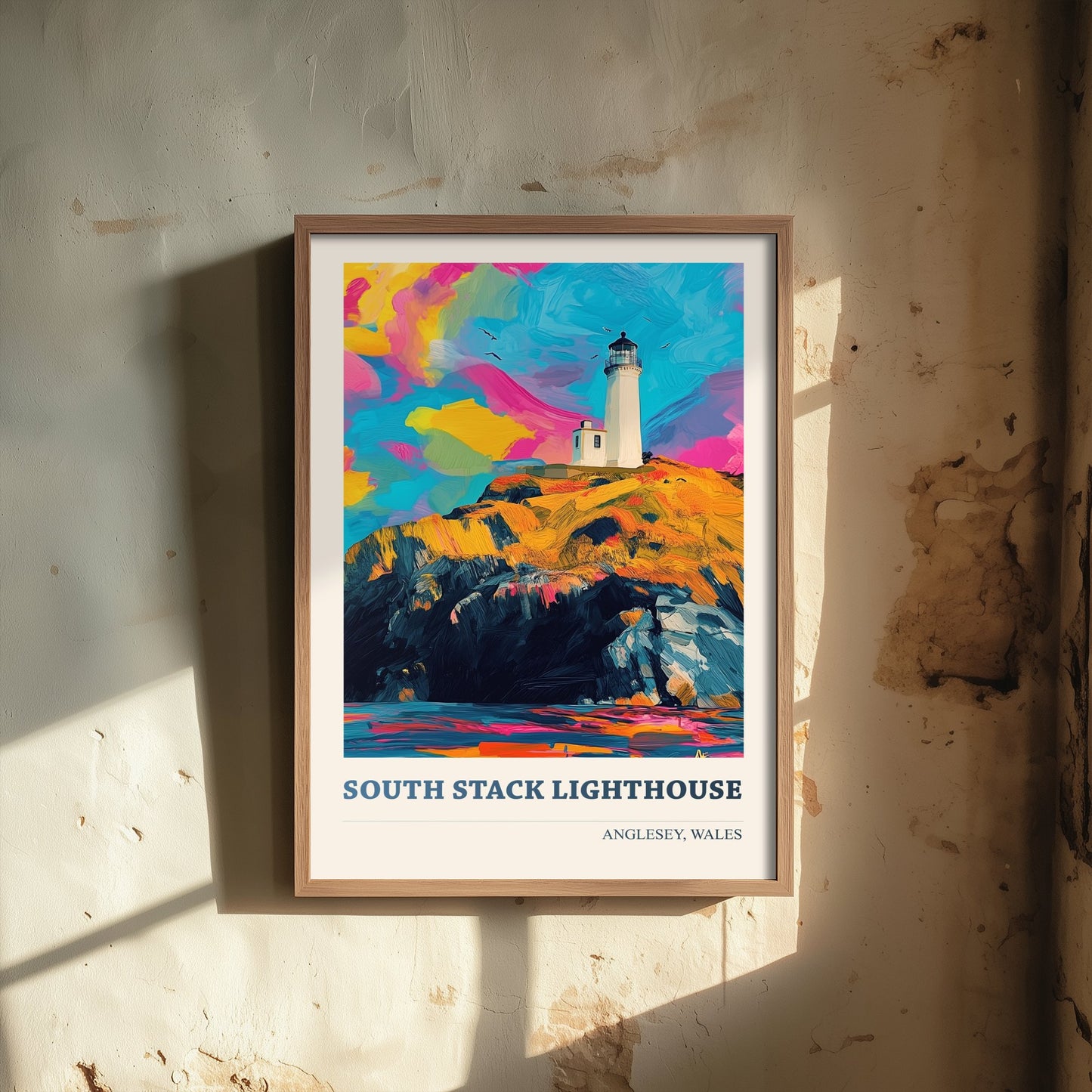 South Stack Lighthouse Travel Poster - Anglesey Wales Art Print - Vibrant Sea Cliffs Illustration 3/3