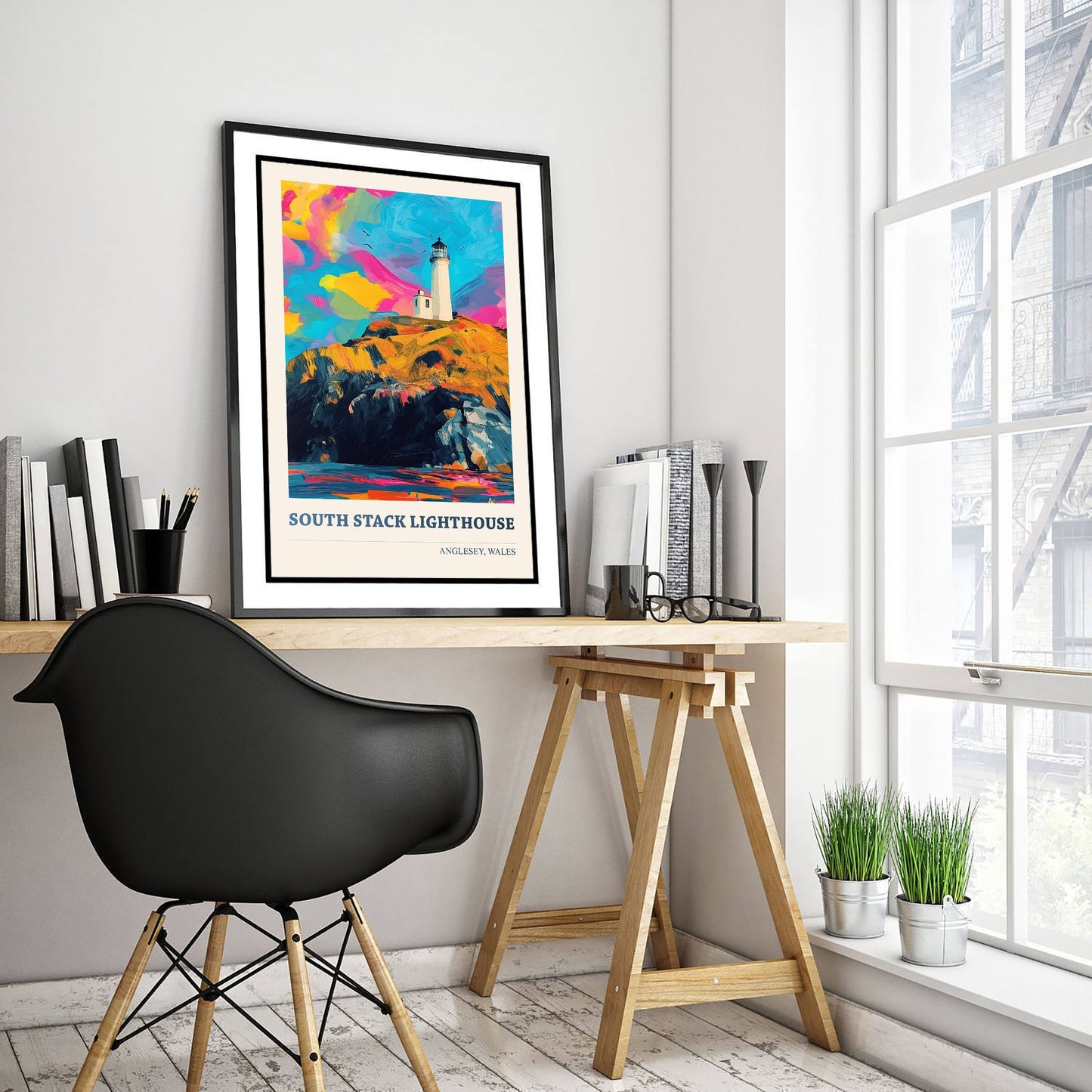 South Stack Lighthouse Travel Poster - Anglesey Wales Art Print - Vibrant Sea Cliffs Illustration 3/3