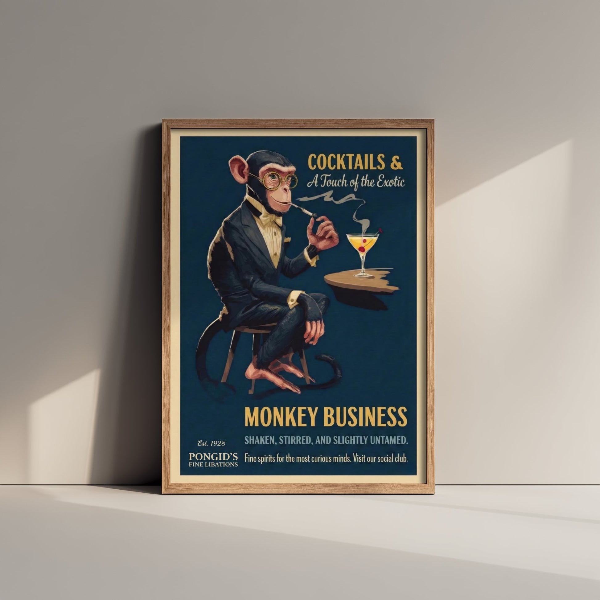 Monkey Business Cocktail Art Print - Vintage Drinks Advert Poster - Home Bar Illustration 1/3