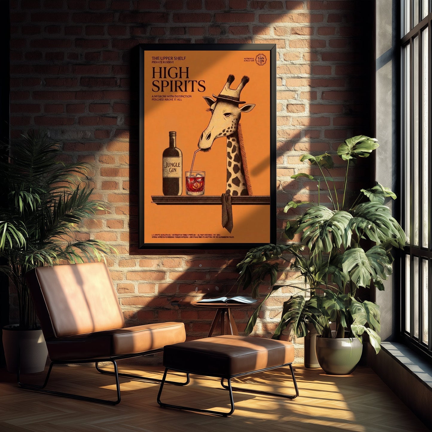 Giraffe Negroni Art Print - High Spirits Vintage Drinks Advert Poster - Home Bar Illustration 3/3