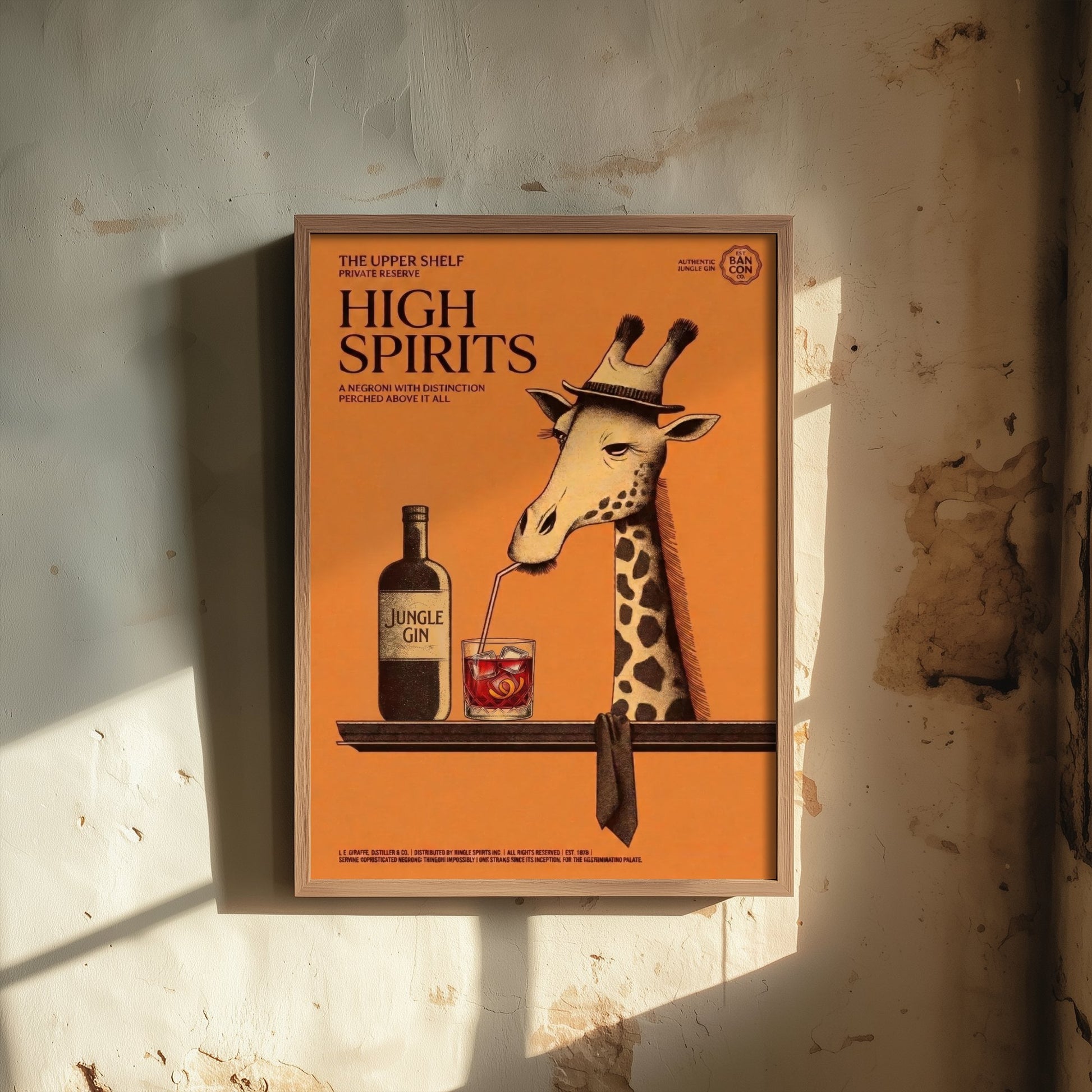 Giraffe Negroni Art Print - High Spirits Vintage Drinks Advert Poster - Home Bar Illustration 3/3