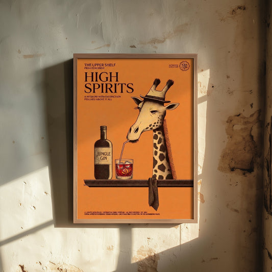 Giraffe Negroni Art Print - High Spirits Vintage Drinks Advert Poster - Home Bar Illustration 3/3