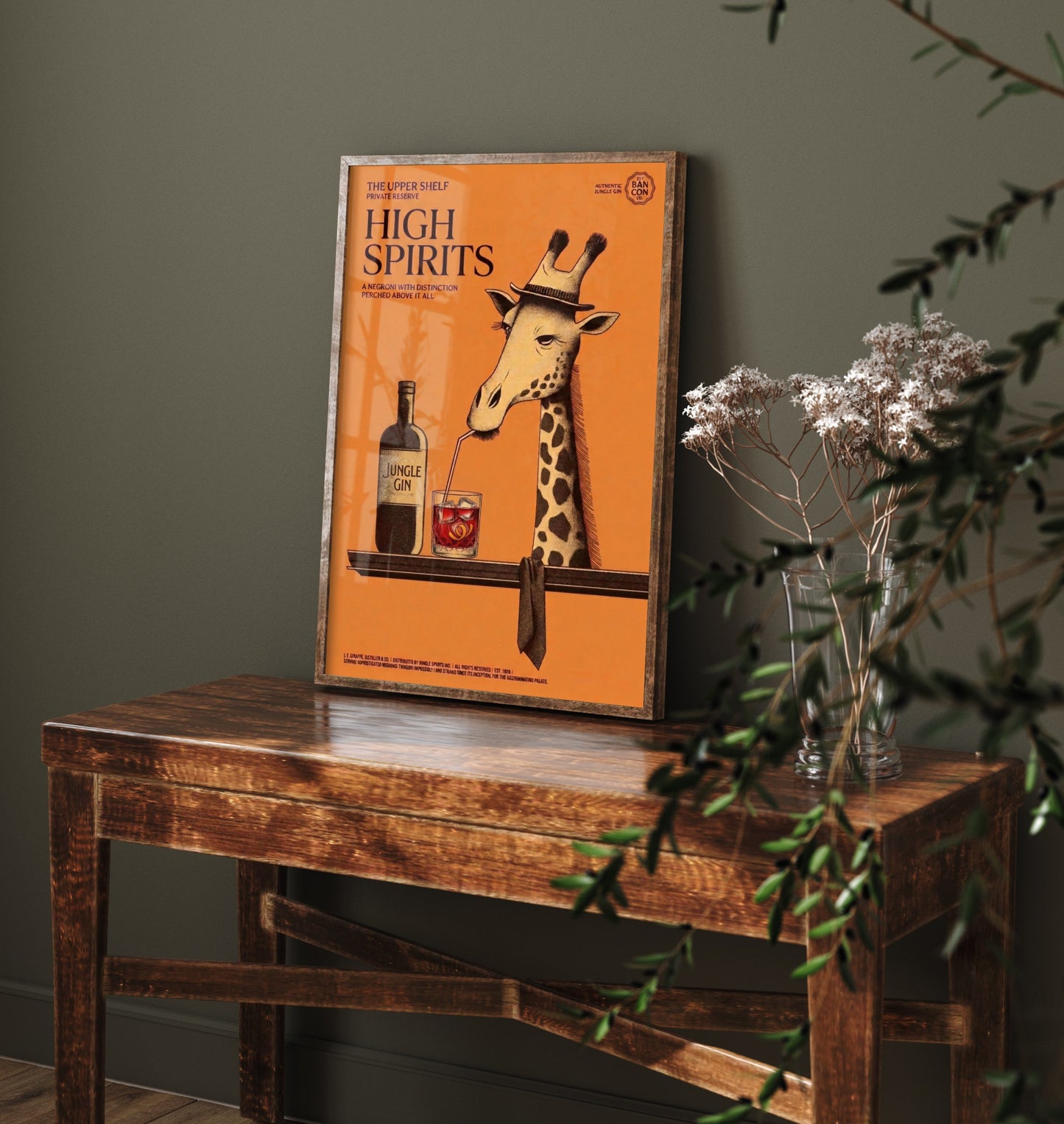 Giraffe Negroni Art Print - High Spirits Vintage Drinks Advert Poster - Home Bar Illustration 3/3