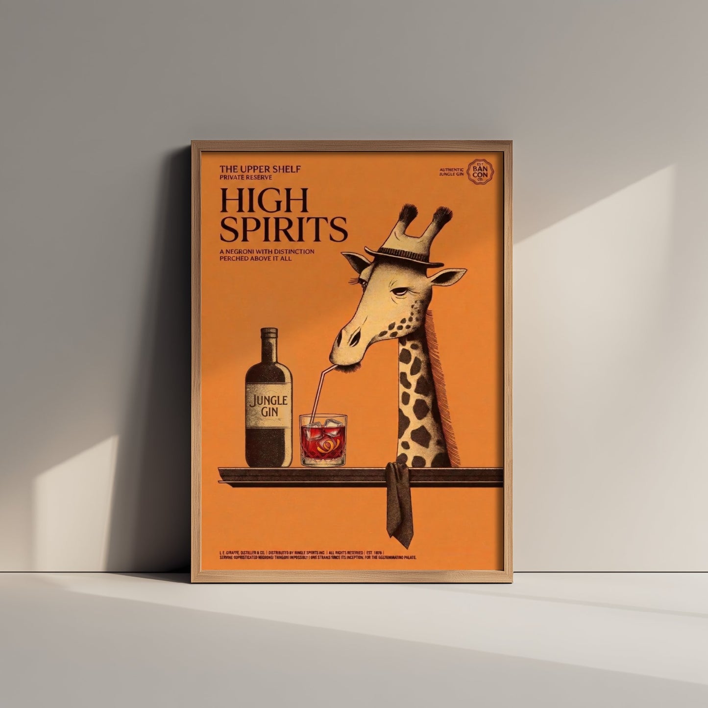 Giraffe Negroni Art Print - High Spirits Vintage Drinks Advert Poster - Home Bar Illustration 3/3