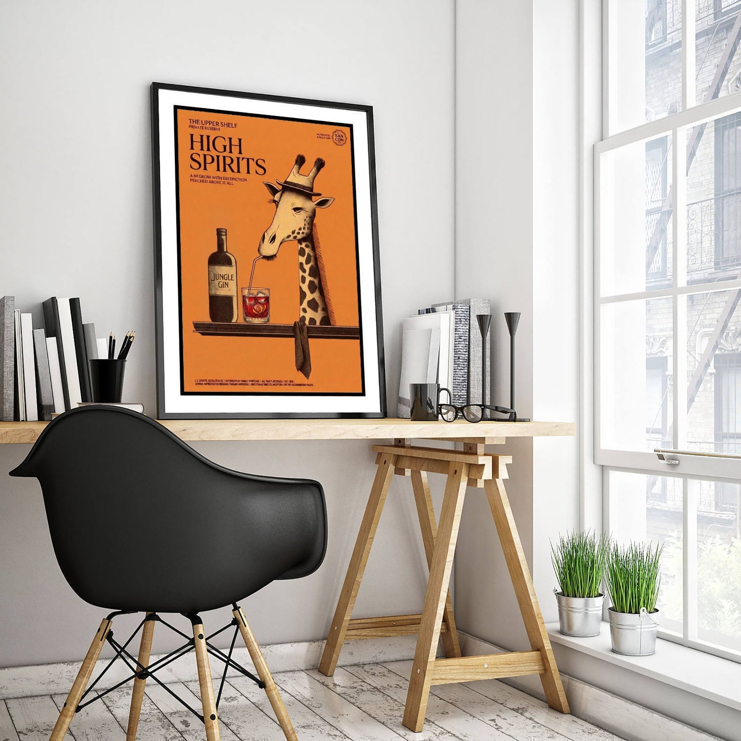 Giraffe Negroni Art Print - High Spirits Vintage Drinks Advert Poster - Home Bar Illustration 3/3