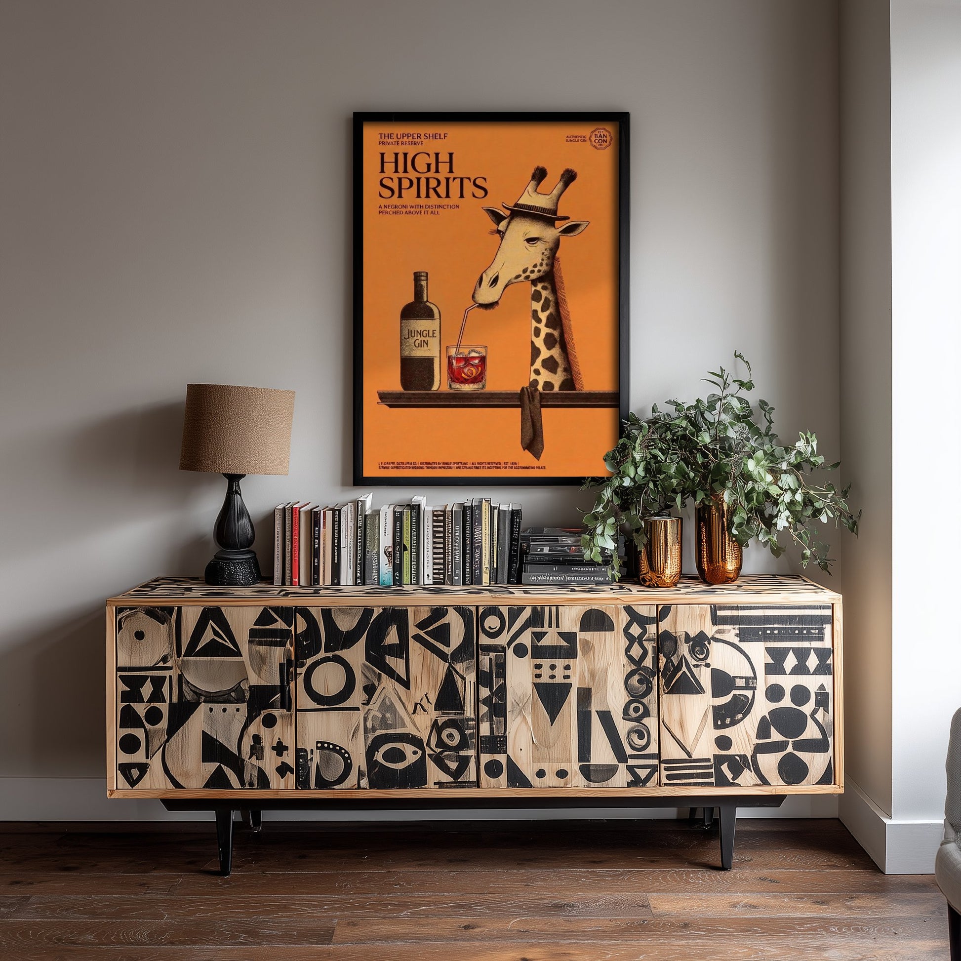 Giraffe Negroni Art Print - High Spirits Vintage Drinks Advert Poster - Home Bar Illustration 3/3