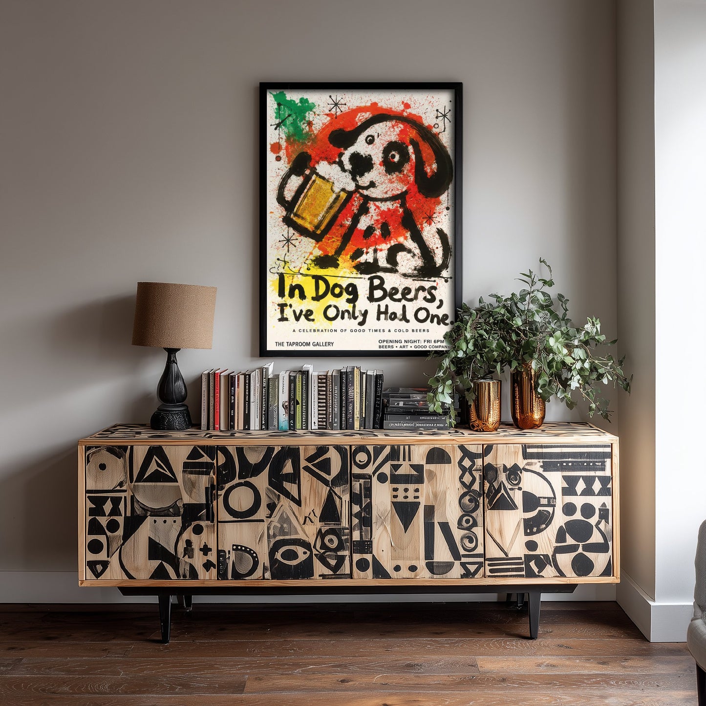 In Dog Beers I've Only Had One - Funny Dog Beer Art Print - Ink Splatter Illustration Poster 2/3