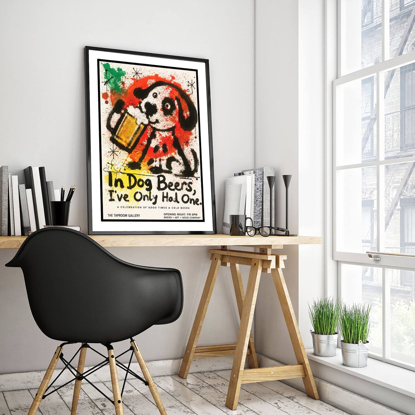 In Dog Beers I've Only Had One - Funny Dog Beer Art Print - Ink Splatter Illustration Poster 2/3
