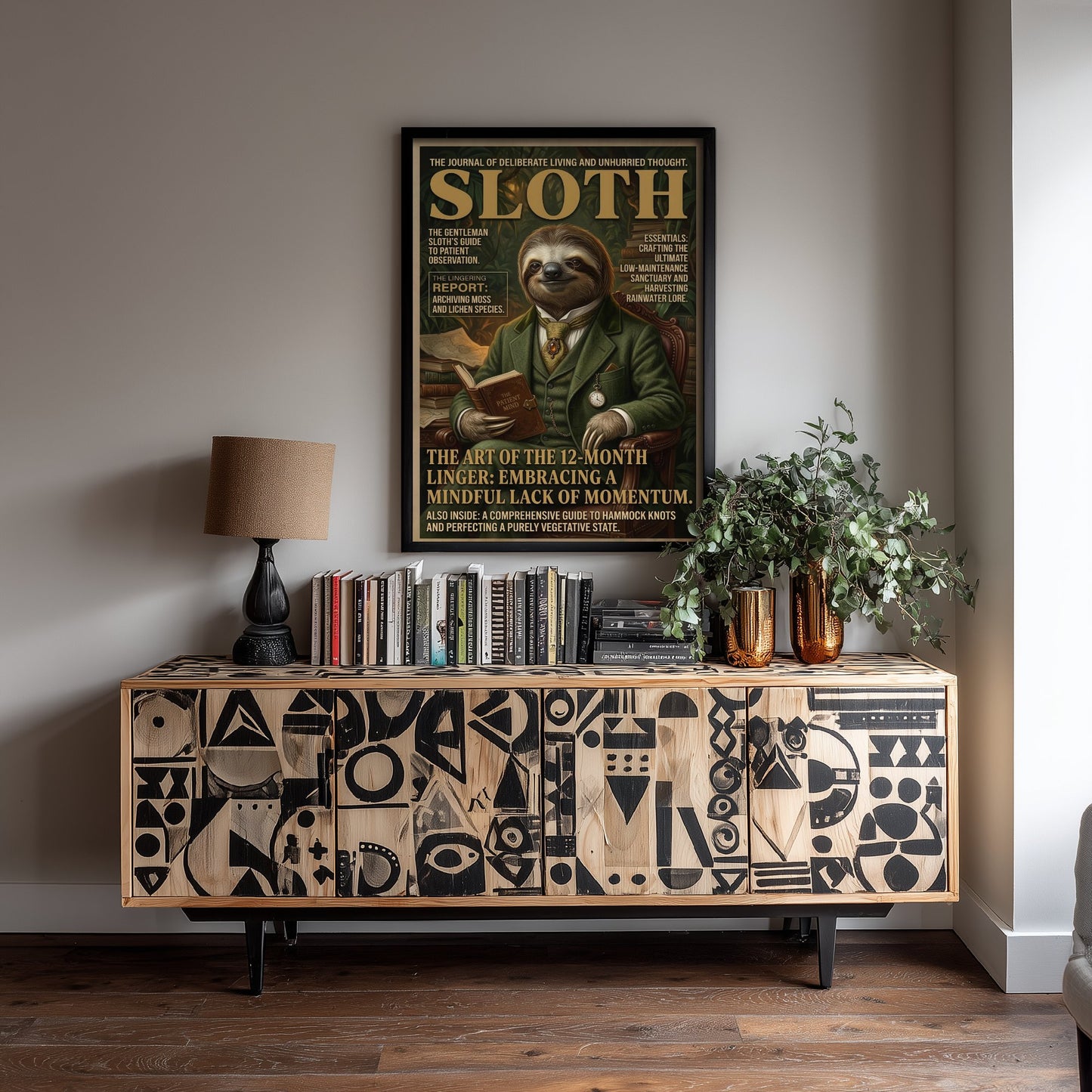 Sloth Magazine Cover Art Print - Dark Academia Illustration - Gentleman Sloth Vintage Poster 2/3