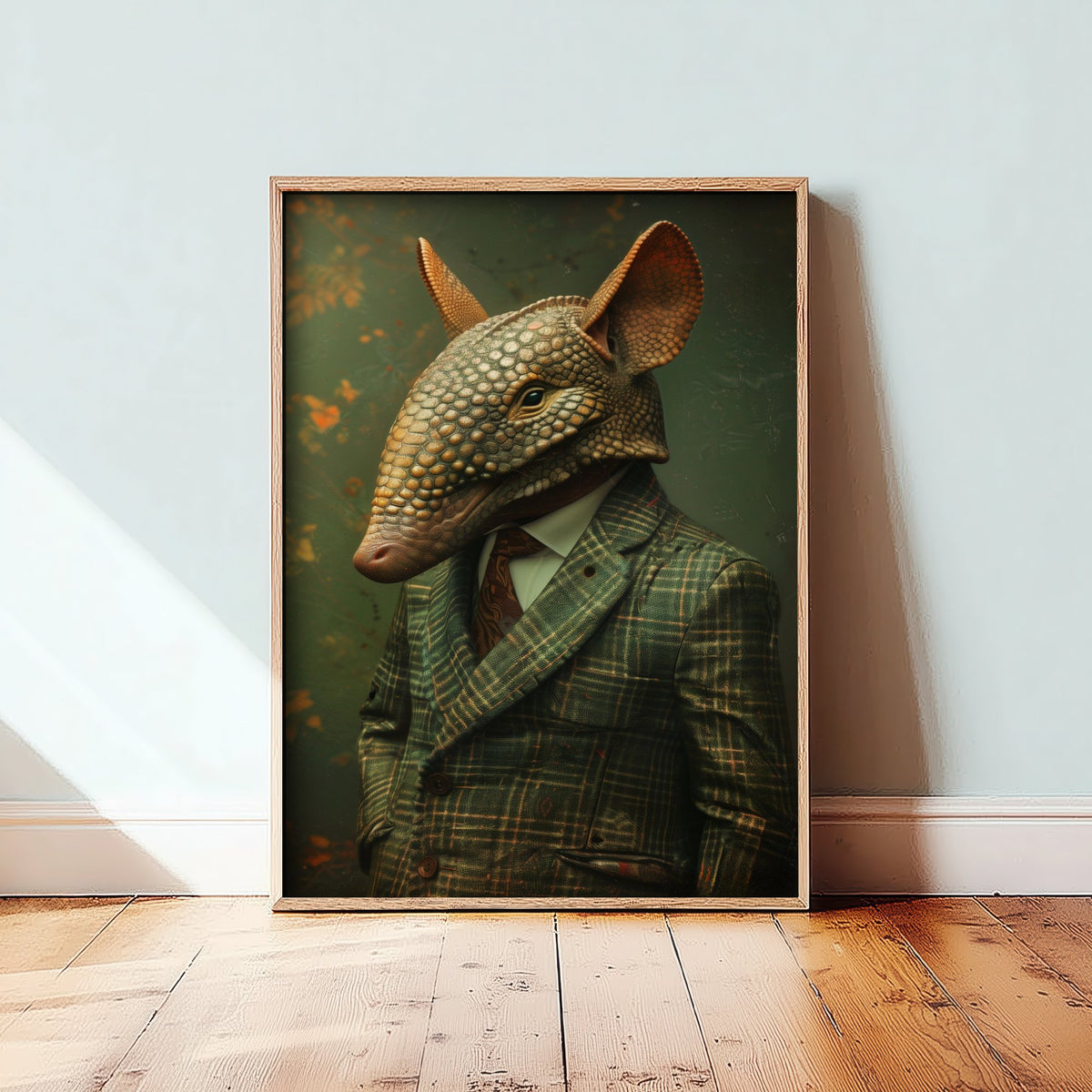 Armadillo in a Suit Art Print - Whimsical Animal Portrait Poster - Quirky Armadillo Painting - Dapper Gent 1/3
