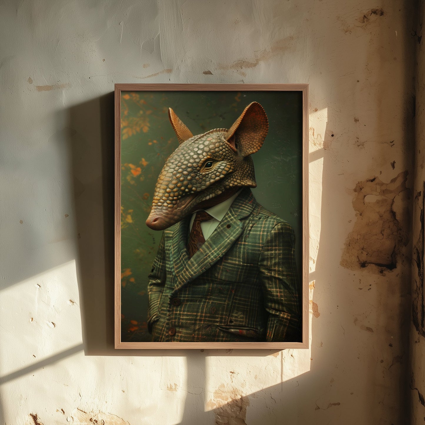 Armadillo in a Suit Art Print - Whimsical Animal Portrait Poster - Quirky Armadillo Painting - Dapper Gent 1/3