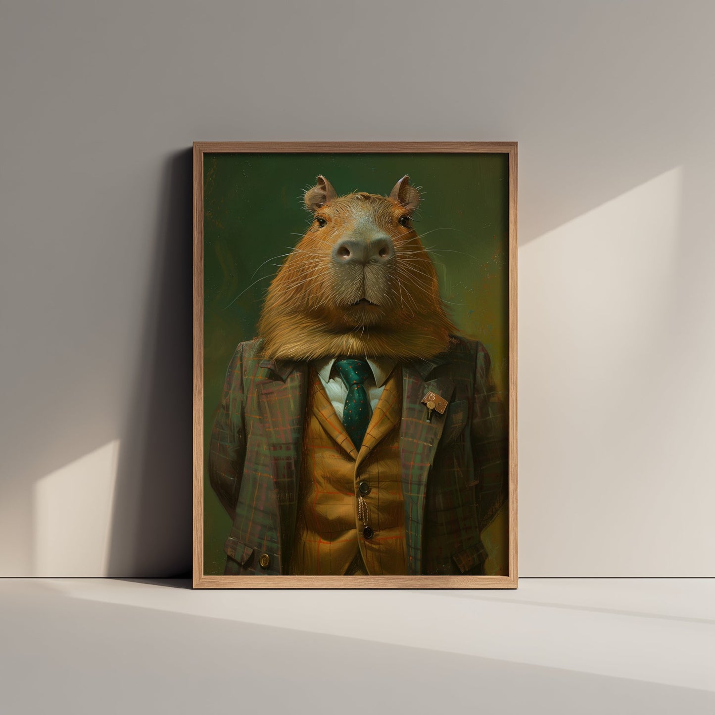 Capybara in a Suit Art Print - Whimsical Animal Portrait Poster - Quirky Capybara Painting - Dapper Gent 3/3