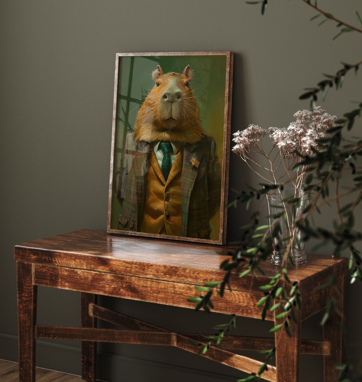 Capybara in a Suit Art Print - Whimsical Animal Portrait Poster - Quirky Capybara Painting - Dapper Gent 3/3