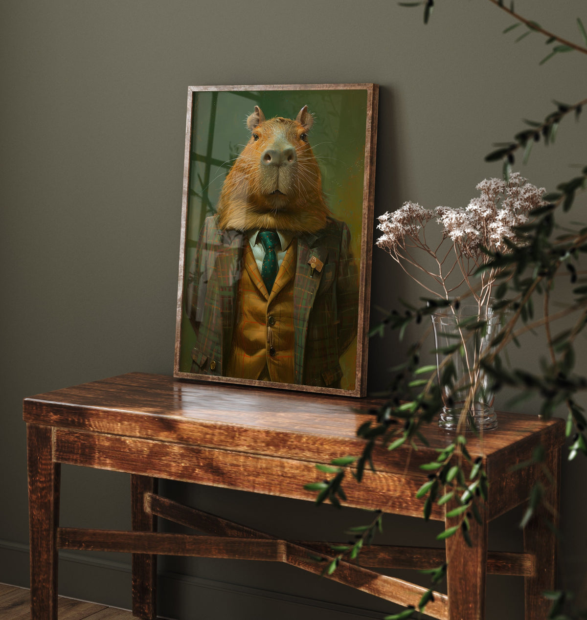 Capybara in a Suit Art Print - Whimsical Animal Portrait Poster - Quirky Capybara Painting - Dapper Gent 3/3