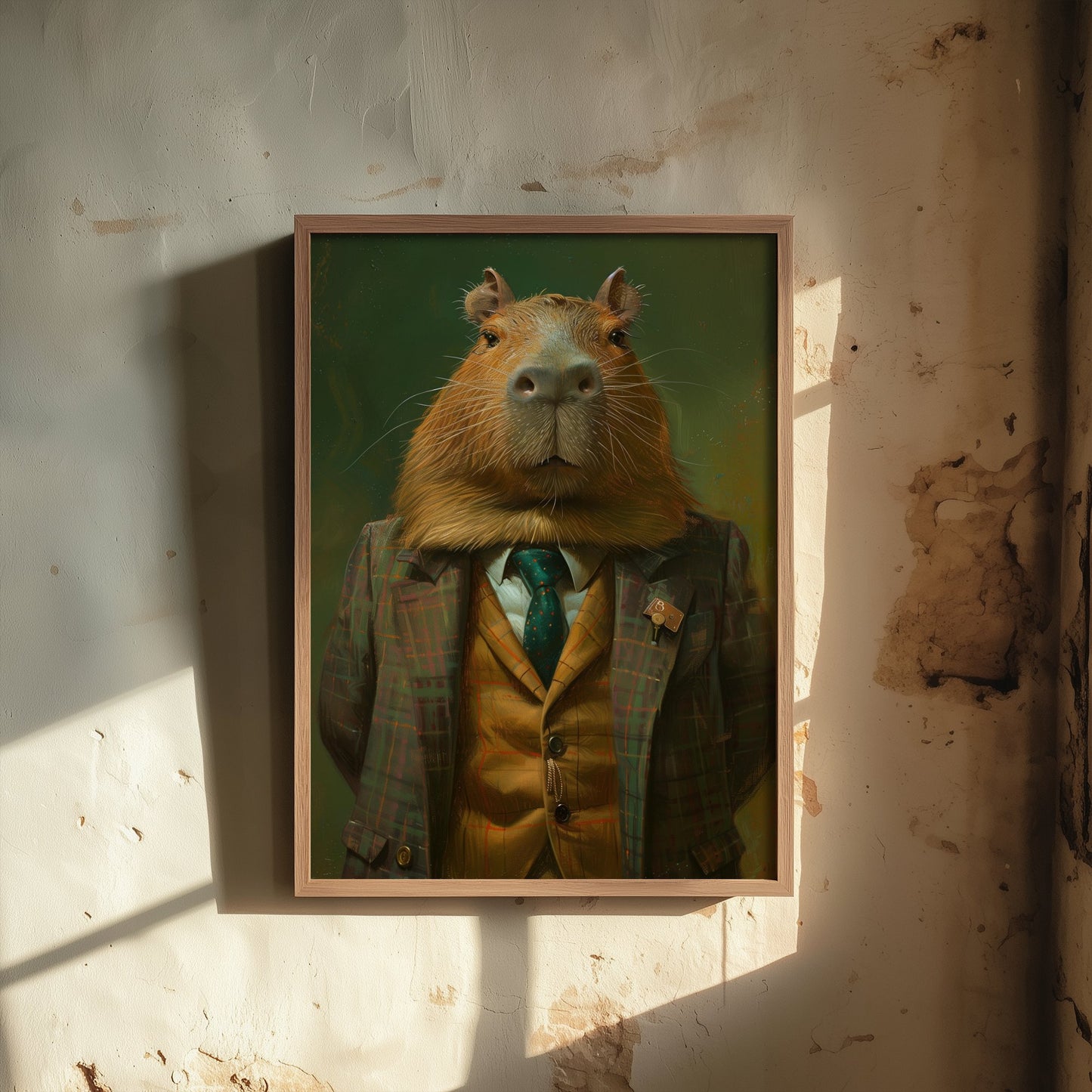 Capybara in a Suit Art Print - Whimsical Animal Portrait Poster - Quirky Capybara Painting - Dapper Gent 3/3