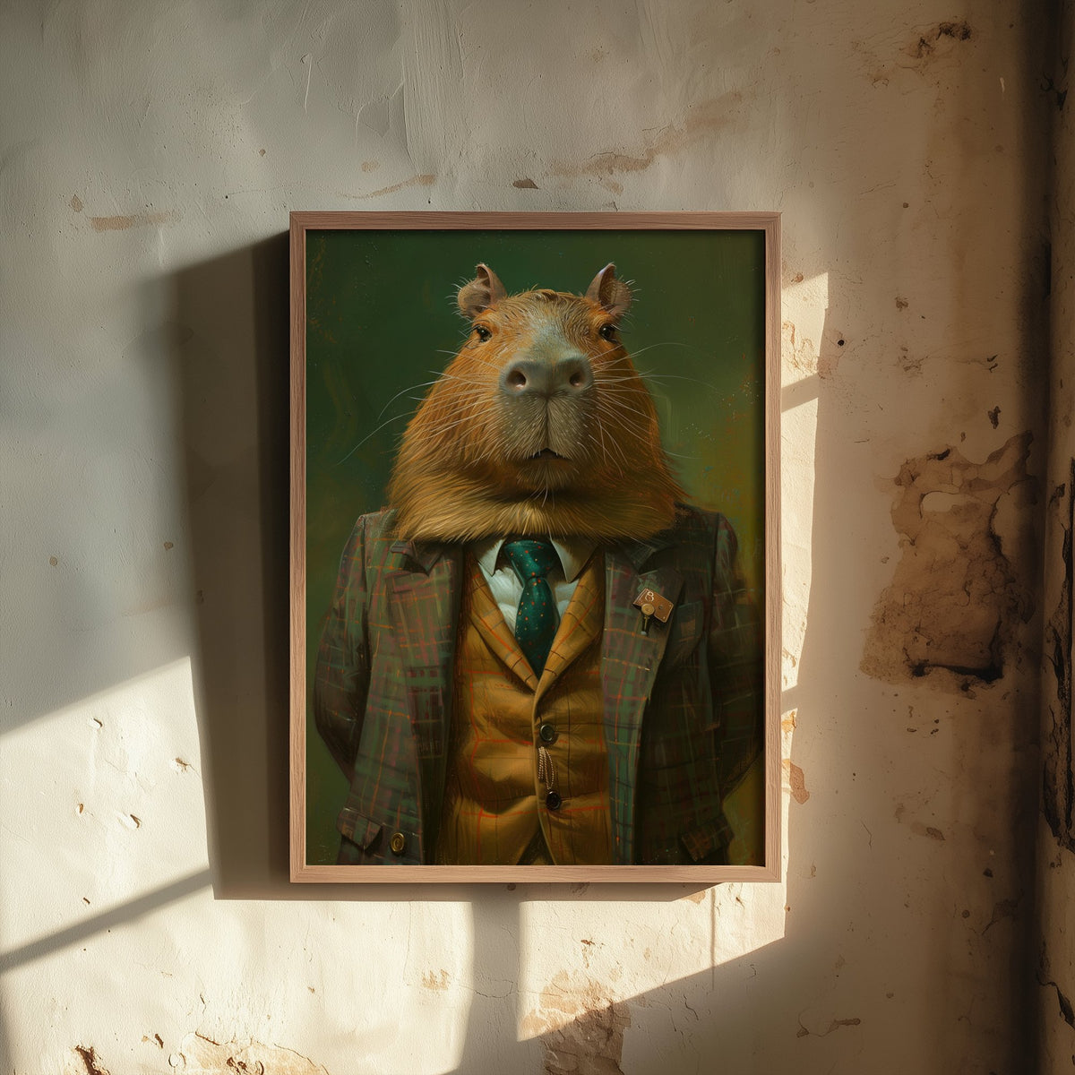 Capybara in a Suit Art Print - Whimsical Animal Portrait Poster - Quirky Capybara Painting - Dapper Gent 3/3