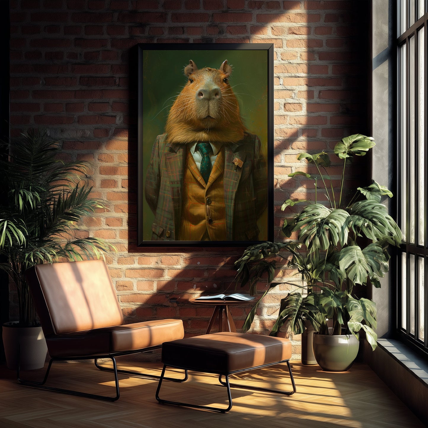 Capybara in a Suit Art Print - Whimsical Animal Portrait Poster - Quirky Capybara Painting - Dapper Gent 3/3