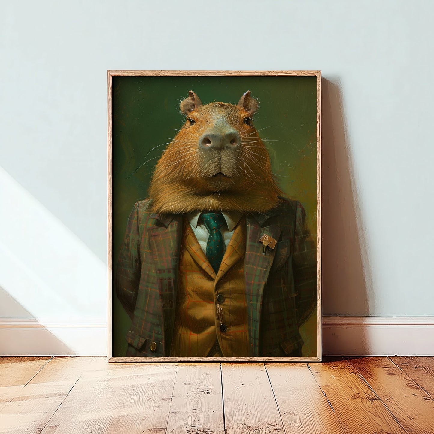 Capybara in a Suit Art Print - Whimsical Animal Portrait Poster - Quirky Capybara Painting - Dapper Gent 3/3