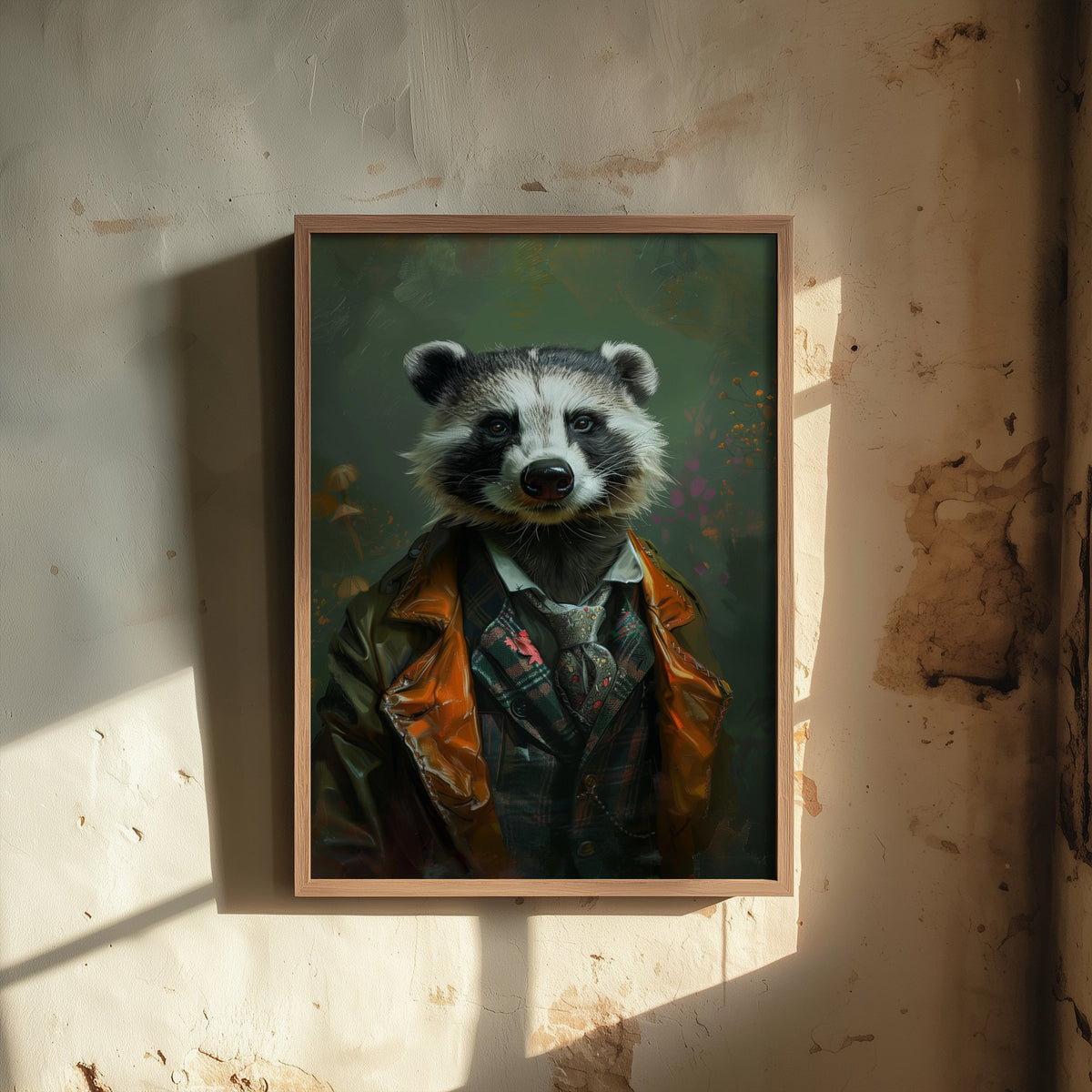 Badger in a Suit Art Print - Whimsical Animal Portrait Poster - Quirky Badger Painting - Dapper Gent 1/3