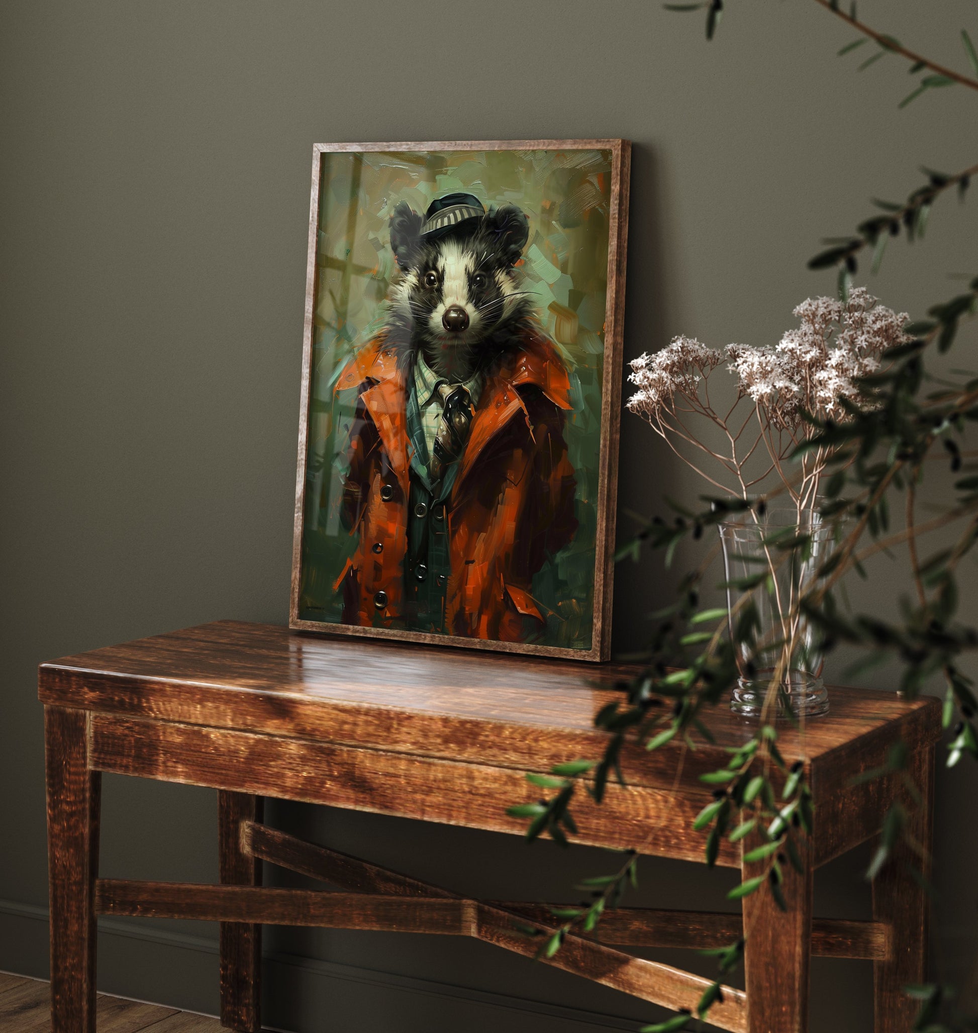 Skunk in a Suit Art Print - Whimsical Animal Portrait Poster - Quirky Skunk Painting - Dapper Gent 3/3
