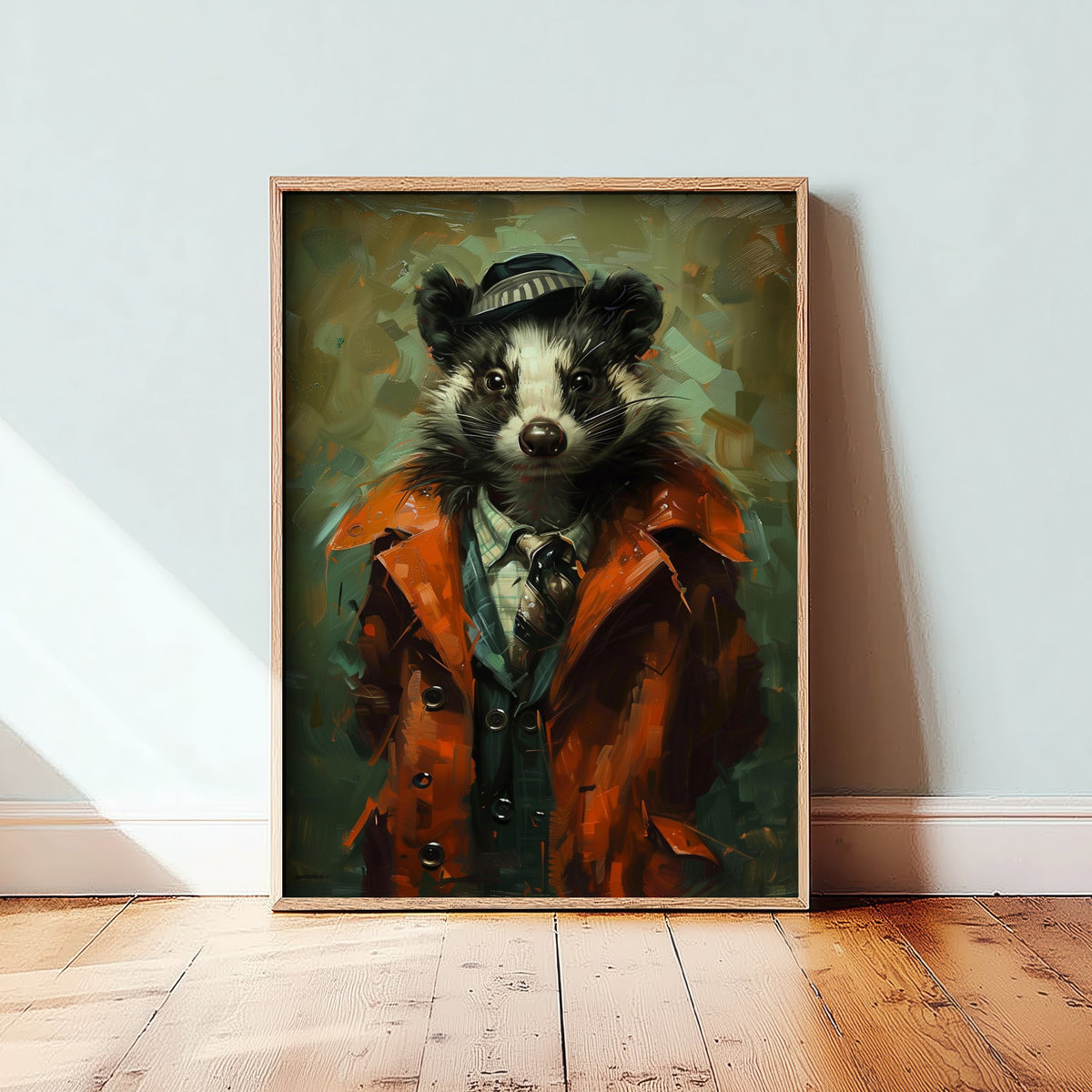 Skunk in a Suit Art Print - Whimsical Animal Portrait Poster - Quirky Skunk Painting - Dapper Gent 3/3