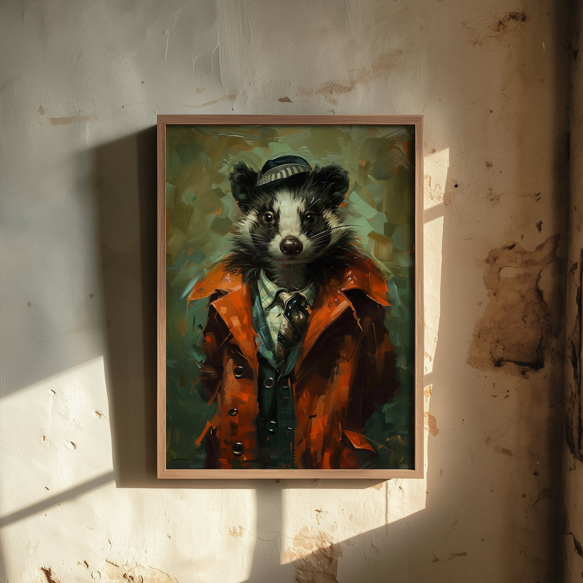 Skunk in a Suit Art Print - Whimsical Animal Portrait Poster - Quirky Skunk Painting - Dapper Gent 3/3