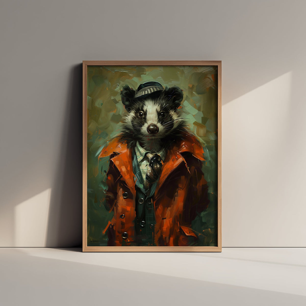Skunk in a Suit Art Print - Whimsical Animal Portrait Poster - Quirky Skunk Painting - Dapper Gent 3/3