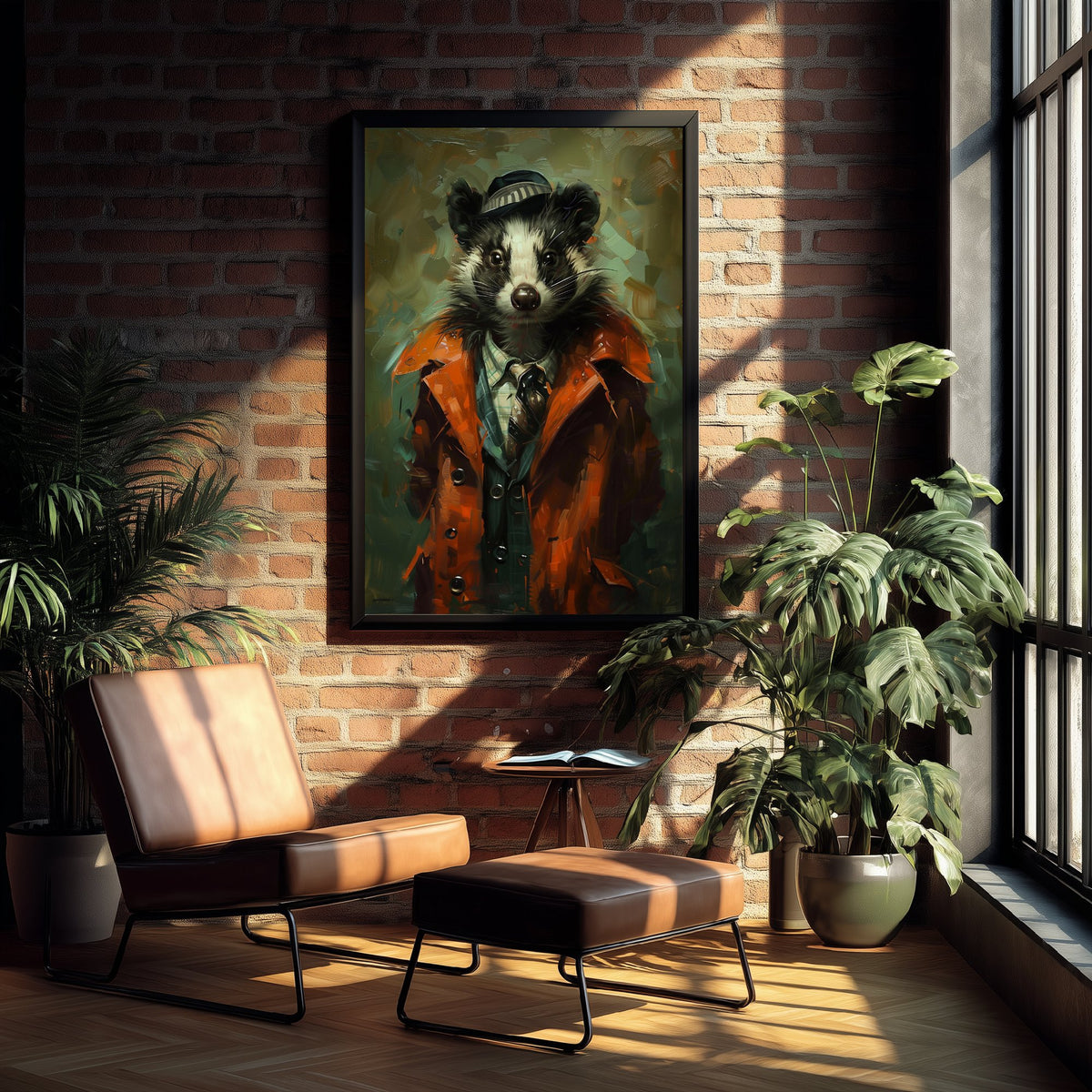 Skunk in a Suit Art Print - Whimsical Animal Portrait Poster - Quirky Skunk Painting - Dapper Gent 3/3