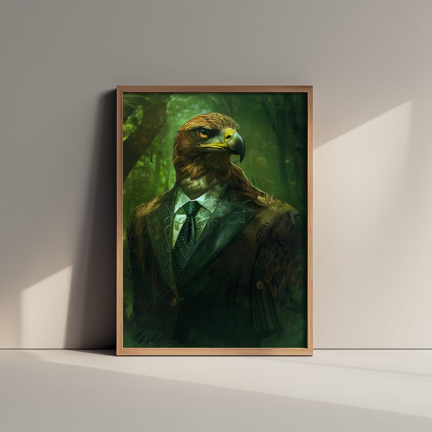 Eagle in a Suit Art Print - Whimsical Animal Portrait Poster - Quirky Animal Painting - Dark Academia Wall Art 3/3