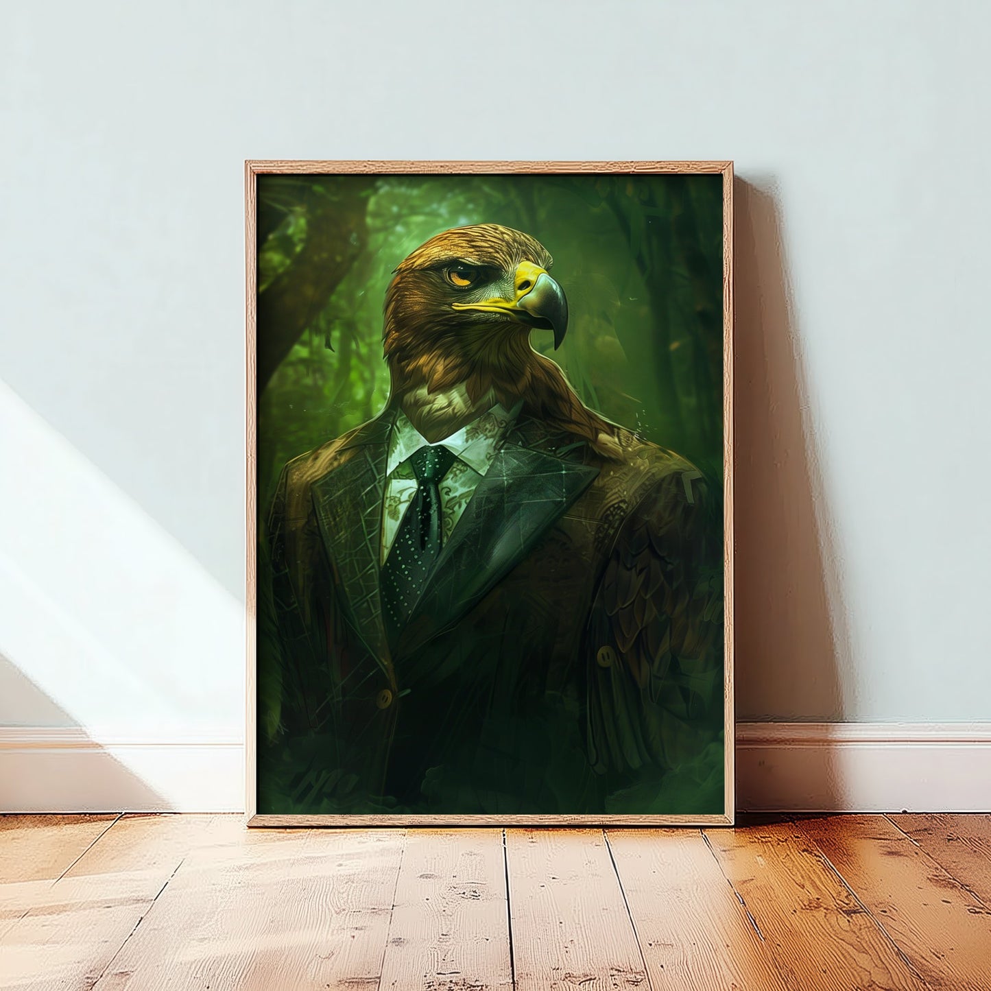 Eagle in a Suit Art Print - Whimsical Animal Portrait Poster - Quirky Animal Painting - Dark Academia Wall Art 3/3