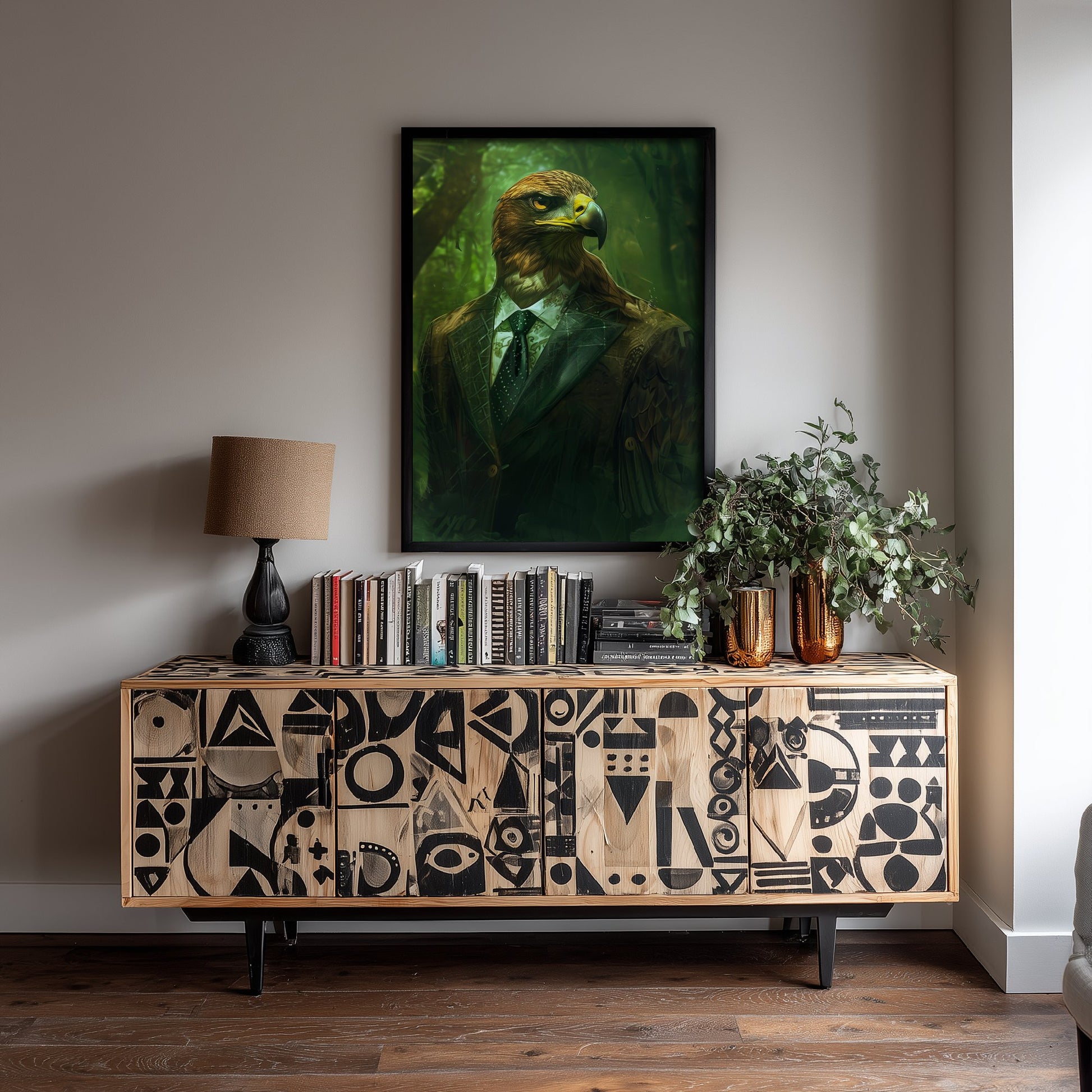Eagle in a Suit Art Print - Whimsical Animal Portrait Poster - Quirky Animal Painting - Dark Academia Wall Art 3/3