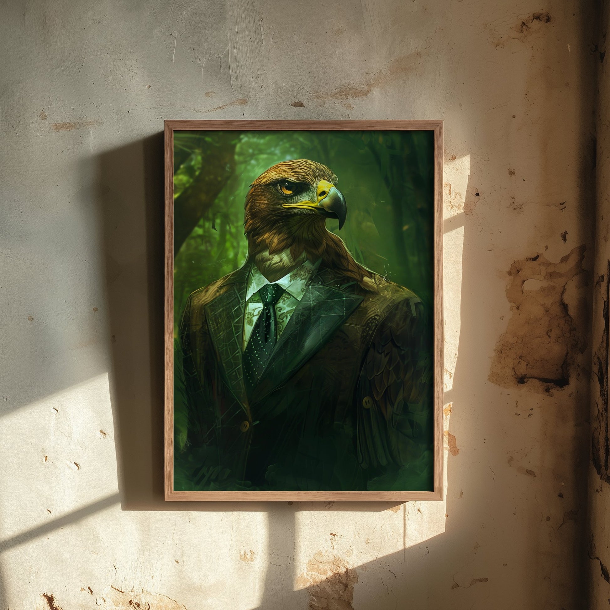 Eagle in a Suit Art Print - Whimsical Animal Portrait Poster - Quirky Animal Painting - Dark Academia Wall Art 3/3