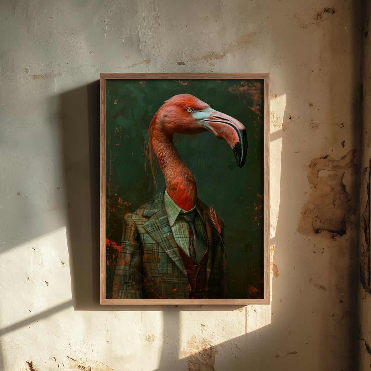 Flamingo in a Suit Art Print - Whimsical Animal Portrait Poster - Quirky Flamingo Painting - Dapper Gent 3/3
