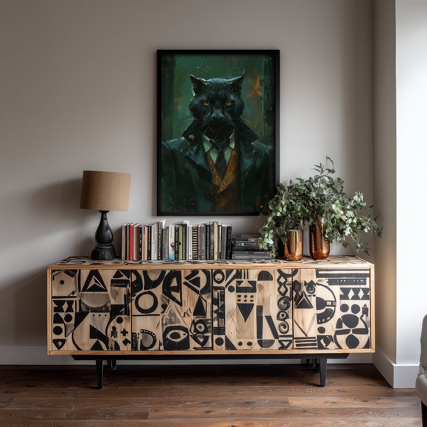 Black Panther in a Suit Art Print - Moody Jungle Animal Portrait Illustration - Quirky Poster 2/3