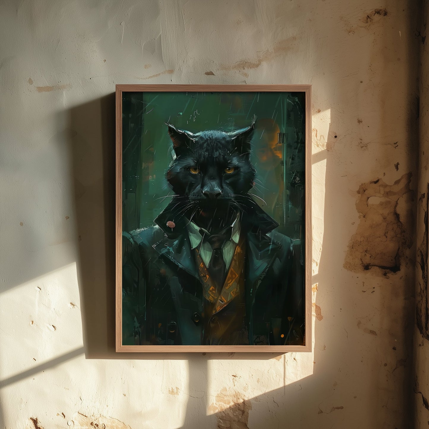 Black Panther in a Suit Art Print - Moody Jungle Animal Portrait Illustration - Quirky Poster 2/3