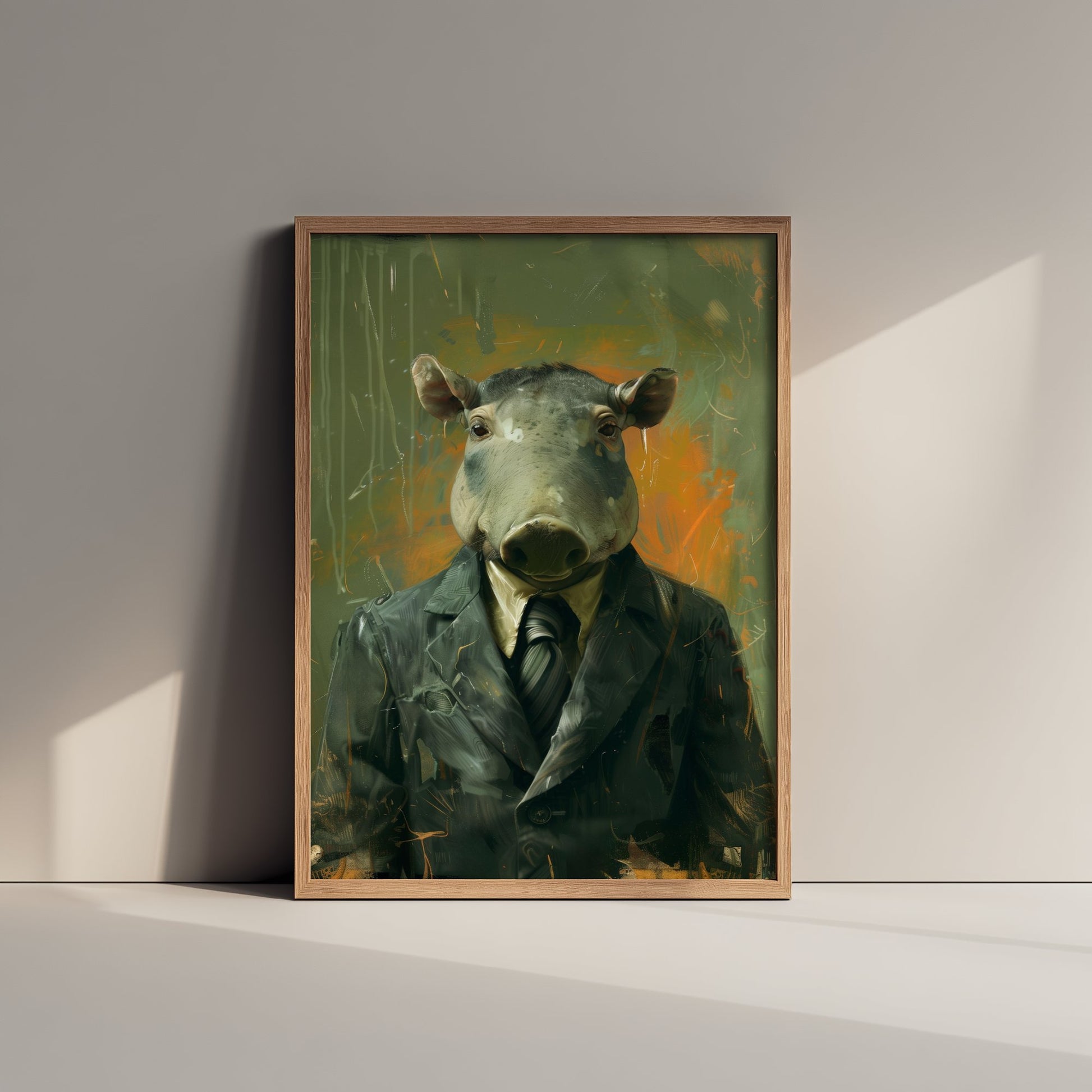 Tapir in a Suit Art Print - Jungle Animal Portrait Illustration - Quirky Office Poster 3/3