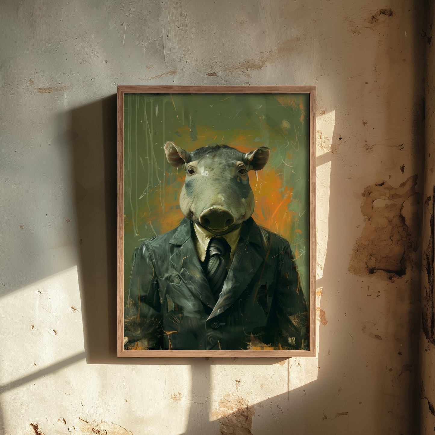 Tapir in a Suit Art Print - Jungle Animal Portrait Illustration - Quirky Office Poster 3/3