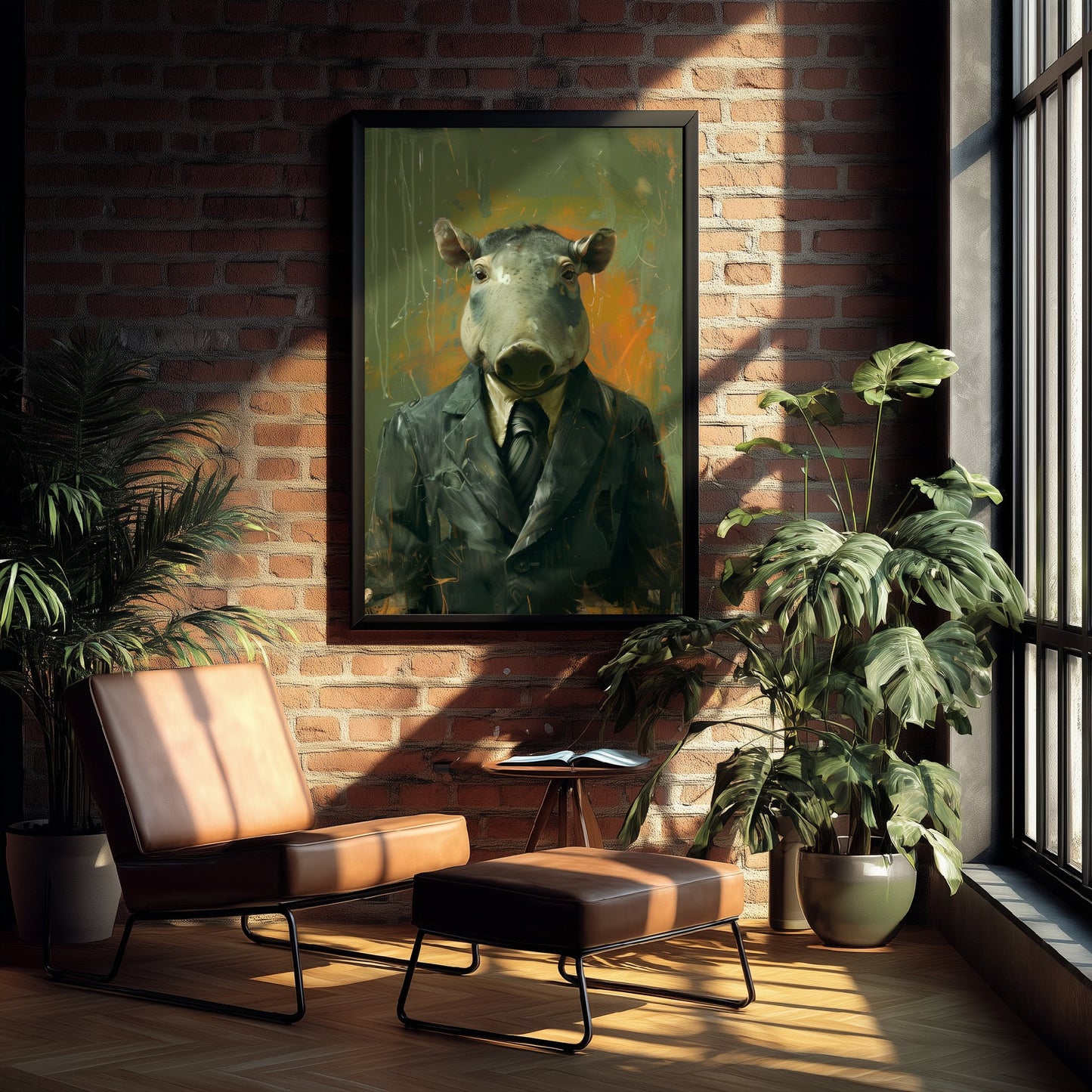 Tapir in a Suit Art Print - Jungle Animal Portrait Illustration - Quirky Office Poster 3/3