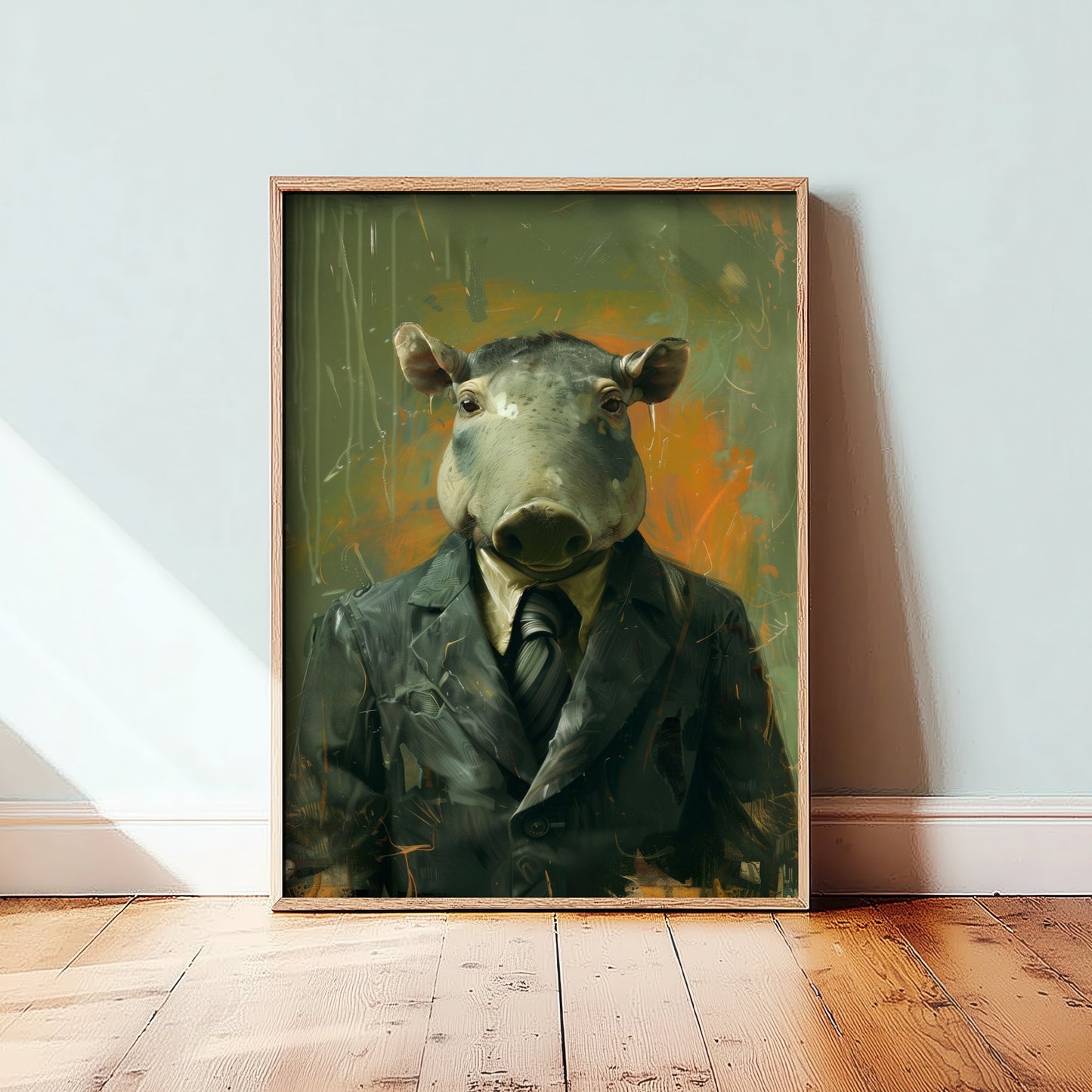 Tapir in a Suit Art Print - Jungle Animal Portrait Illustration - Quirky Office Poster 3/3