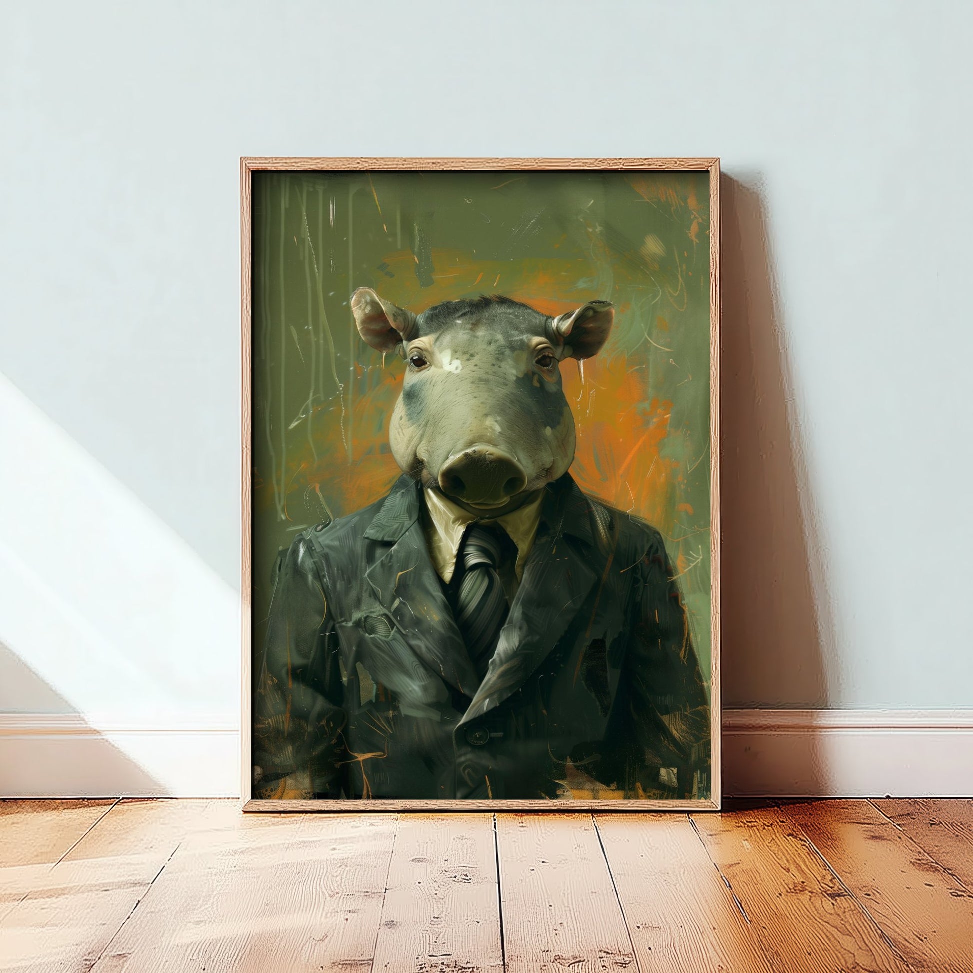 Tapir in a Suit Art Print - Jungle Animal Portrait Illustration - Quirky Office Poster 3/3