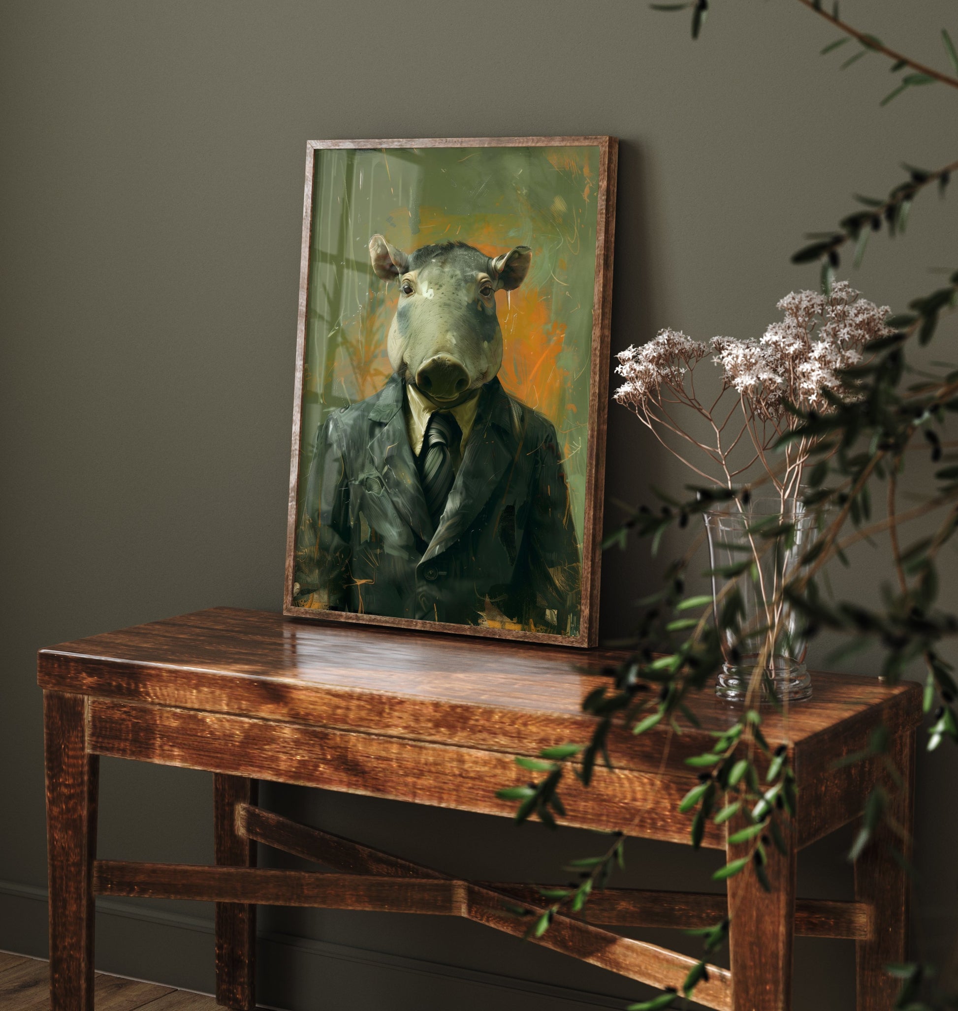 Tapir in a Suit Art Print - Jungle Animal Portrait Illustration - Quirky Office Poster 3/3