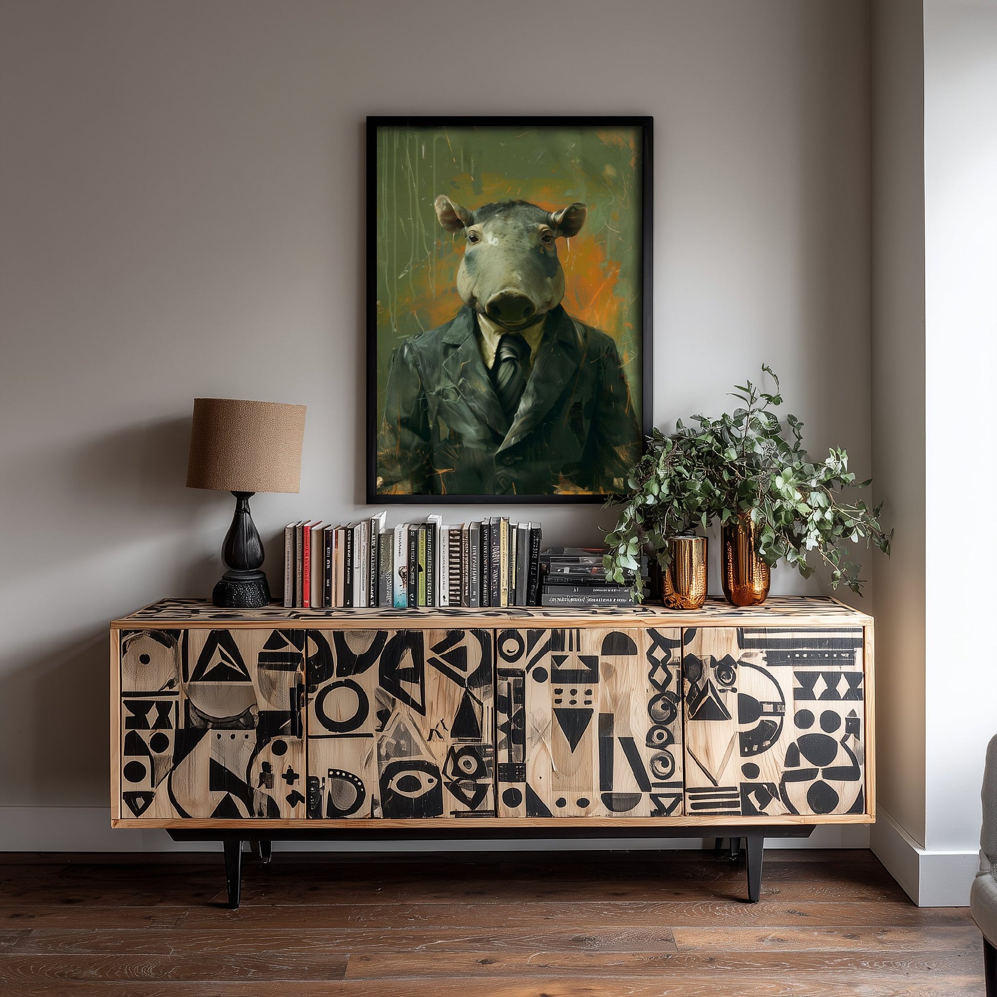 Tapir in a Suit Art Print - Jungle Animal Portrait Illustration - Quirky Office Poster 3/3