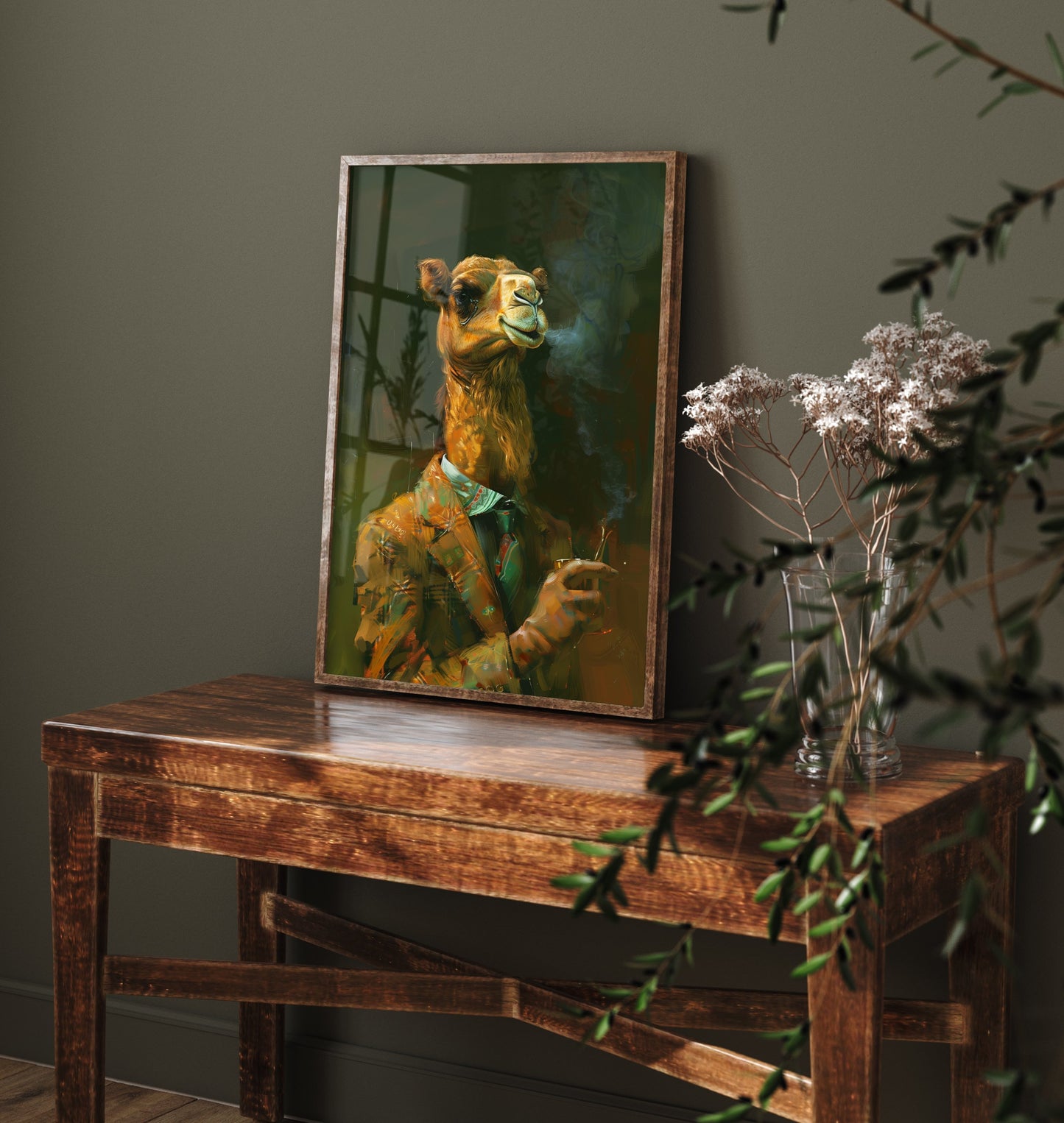 Camel in a Suit Art Print - Desert Animal Portrait Illustration - Quirky Vintage Poster 1/3