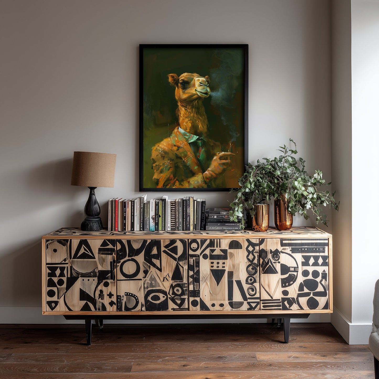 Camel in a Suit Art Print - Desert Animal Portrait Illustration - Quirky Vintage Poster 1/3